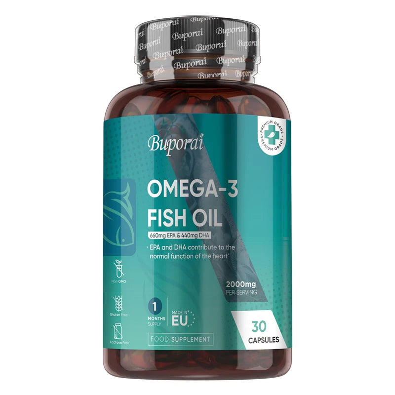 Omega 3 Fish Oil 2000mg -  Helps Maintain Normal Brain Function and Healthy Vision, Boosts Natural Energy and Improves Immunity