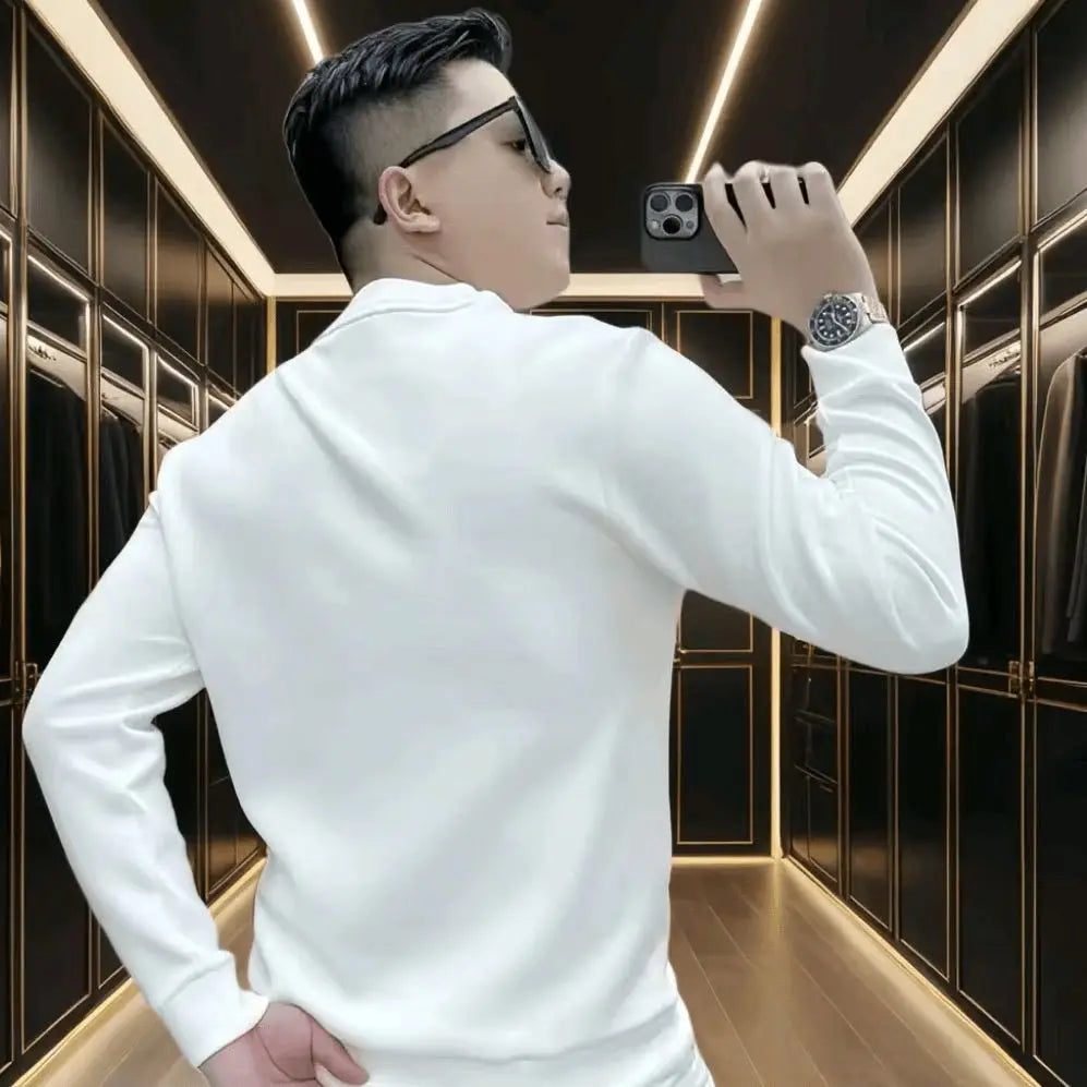 Men's Sweatshirt Autumn Winter New Style Personalized Letter Printing Slim Handsome Round Neck Casual Sweatshirt Trend