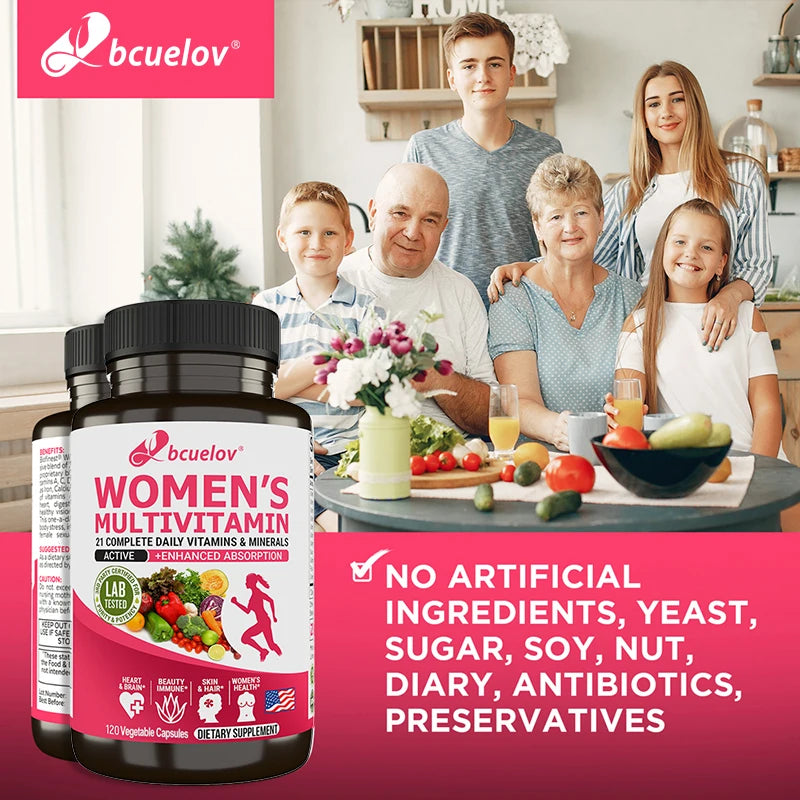 Women's Multivitamin Multimineral Supplement - Magnesium Biotin Calcium Zinc Selenium - Supports Joints Skin Nails