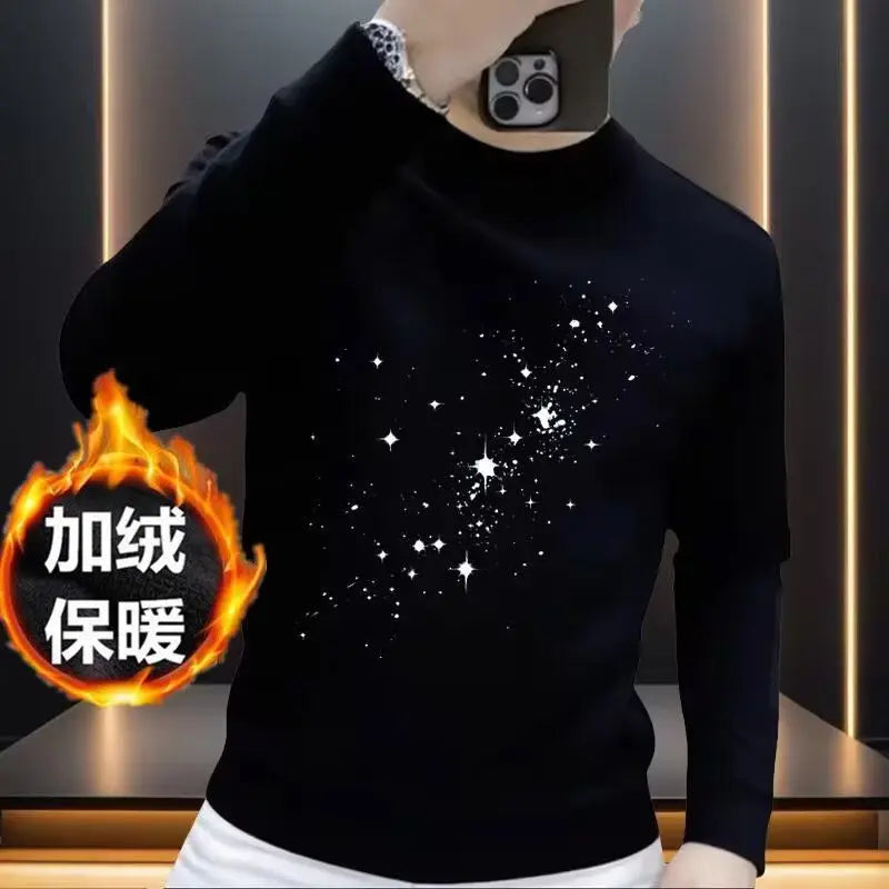 Men's Sweatshirt Autumn Winter New Style Personalized Letter Printing Slim Handsome Round Neck Casual Sweatshirt Trend