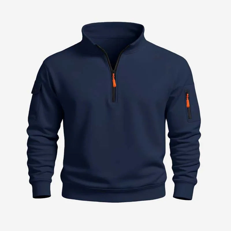 Men's  sweatshirt 2025 autumn and winter new casual sports casual long sleeved high neck half zipper windproof top