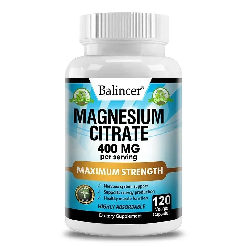 Magnesium Citrate Supplement - Supports Heart, Muscle, Nerve, Bone Health, Promote Energy Metabolism, Gut Digestion