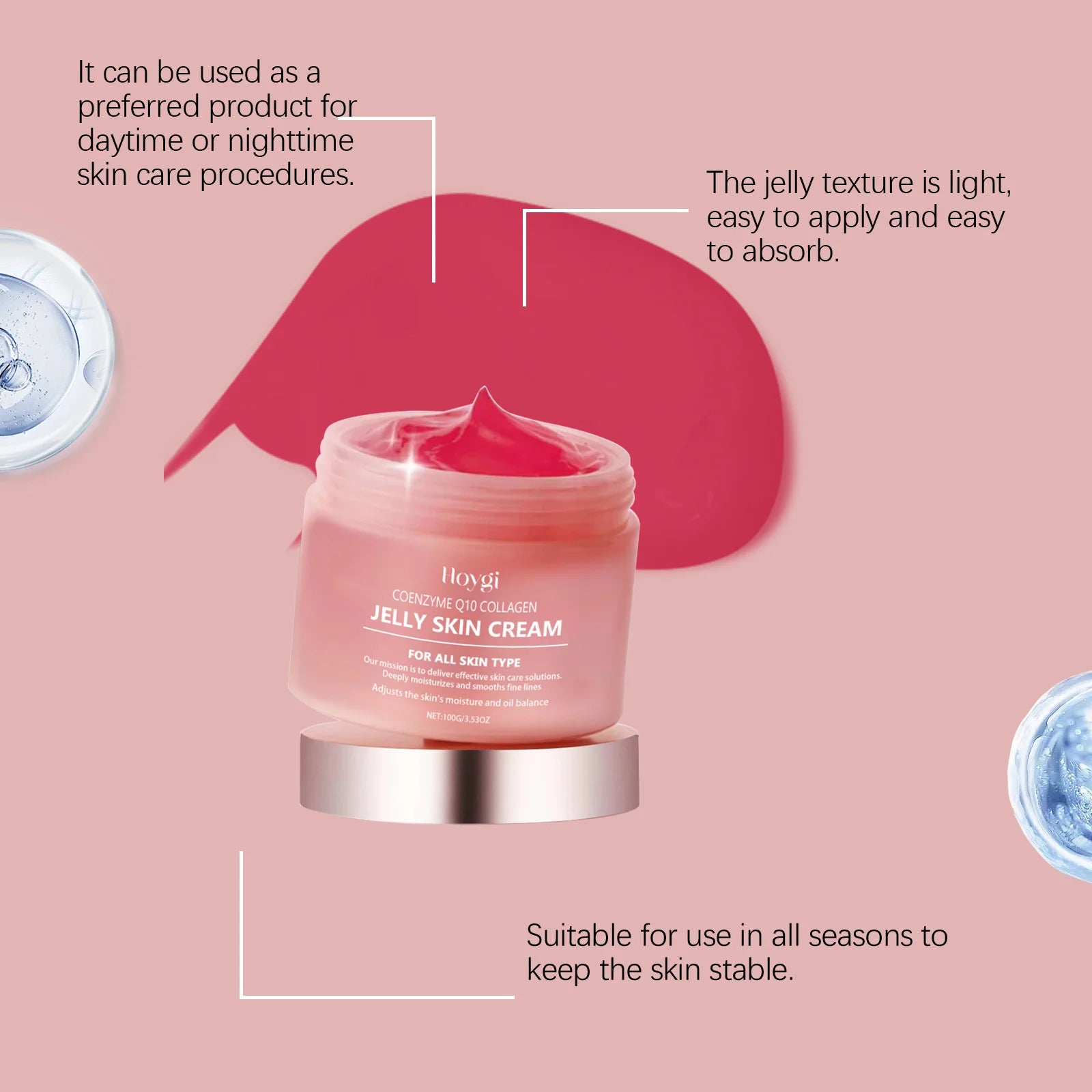 Collagen Jelly Cream Deeply Moisturizing Smooth Skin Tightening Fade Fine Lines Soothing Brightening Hydrating Facial Gel Cream