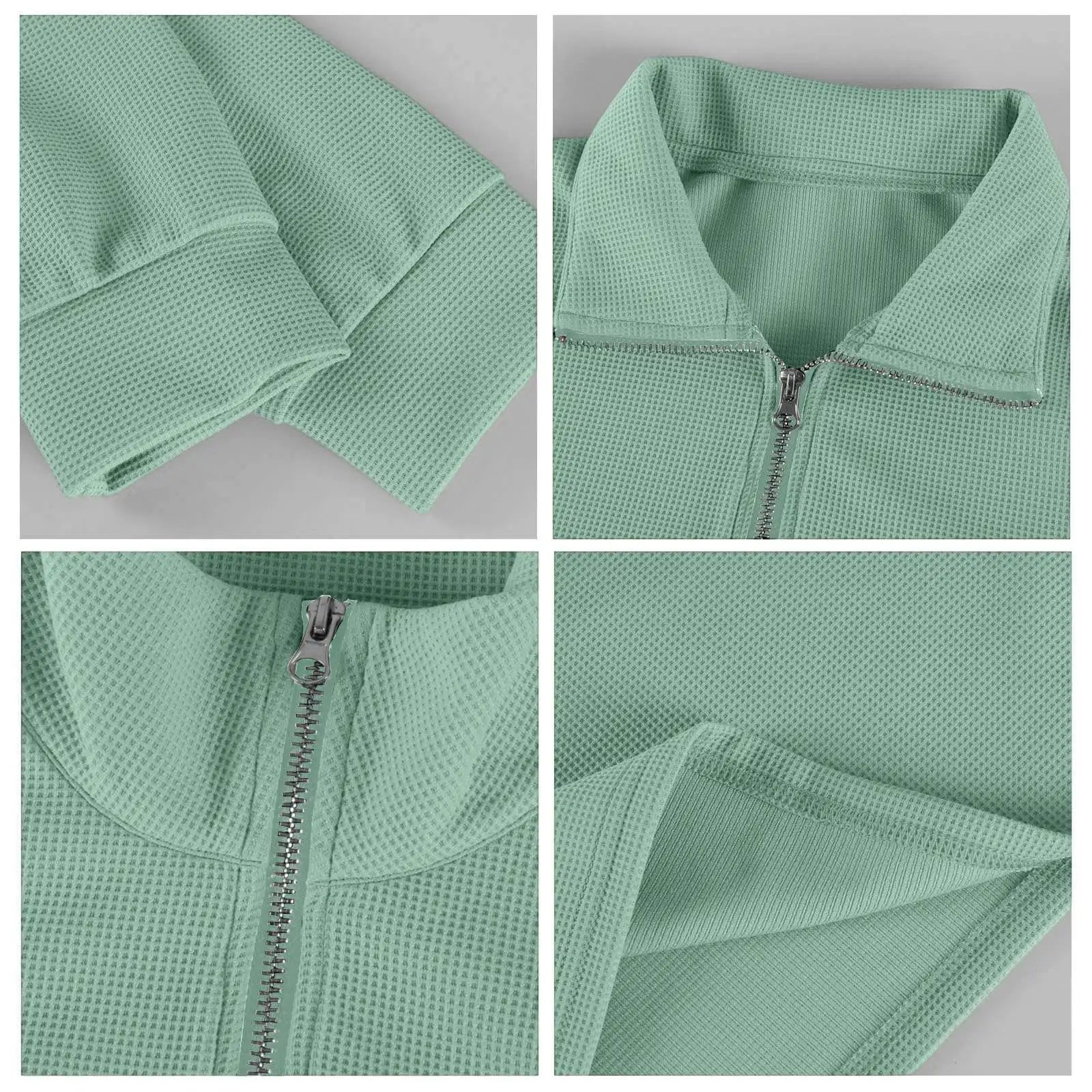 New Sweatshirts For Men Spring Waffle Long-sleeved T-shirt Men's Casual Loose Zipper Polo Collar Tees Tops Man Outwear