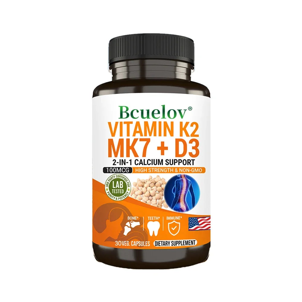 Vitamin K2 (MK7) with D3 Supplement - Vitamin D & K Complex- Bone Teeth Muscle Joint Heart Immune Support and Calcium Absorption