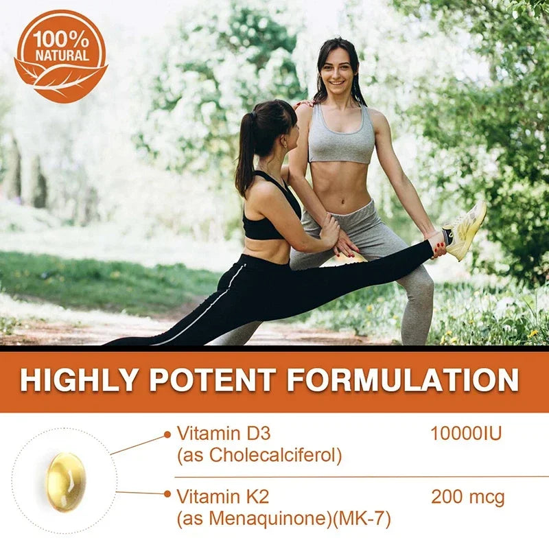 Vitamin D3 with K2 - Immune Support, Healthy Muscle Function and Bone Health, for Heart, Joint Health