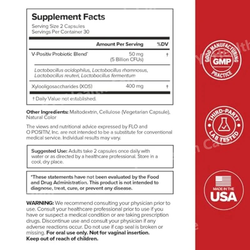 Probiotic Capsules for Women with Lactobacillus & Prebiotics for Gut and PH Balance Promote Healthy Flora 60pcs