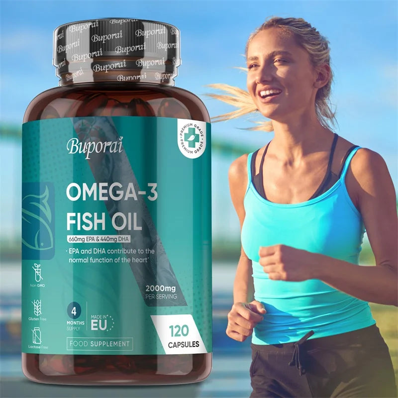 Omega 3 Fish Oil 2000mg -  Helps Maintain Normal Brain Function and Healthy Vision, Boosts Natural Energy and Improves Immunity