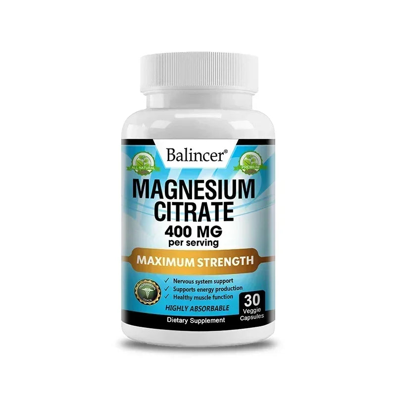 Magnesium Citrate Supplement - Supports Heart, Muscle, Nerve, Bone Health, Promote Energy Metabolism, Gut Digestion