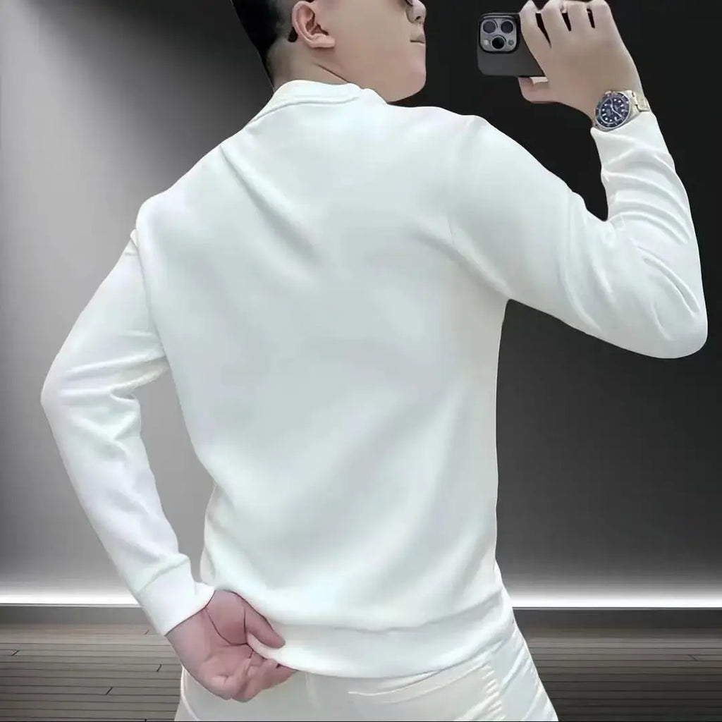 Sweatshirt Men's Autumn Winter Wear 2025 New Fashion Brand Round Neck Plus Velvet Thickened Versatile Pullover Long-sleeved Top