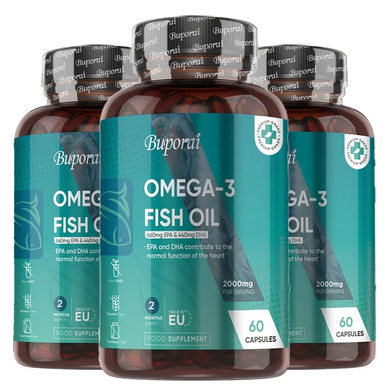 Omega 3 Fish Oil 2000mg -  Helps Maintain Normal Brain Function and Healthy Vision, Boosts Natural Energy and Improves Immunity
