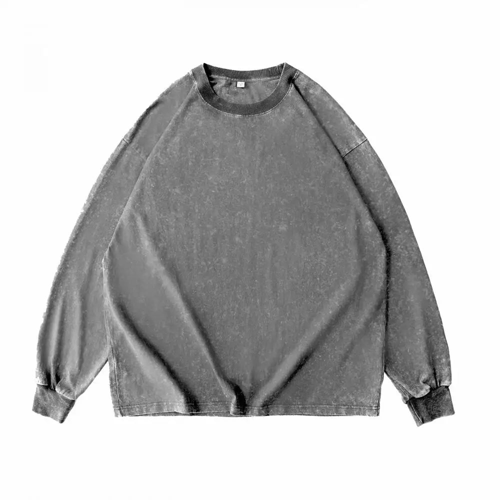 Washed Sweatshirt for Men Women Cotton Loose O-Neck Oversized Clothing Korean Y2k Tops Casual Vintage Long Sleeve Hoody