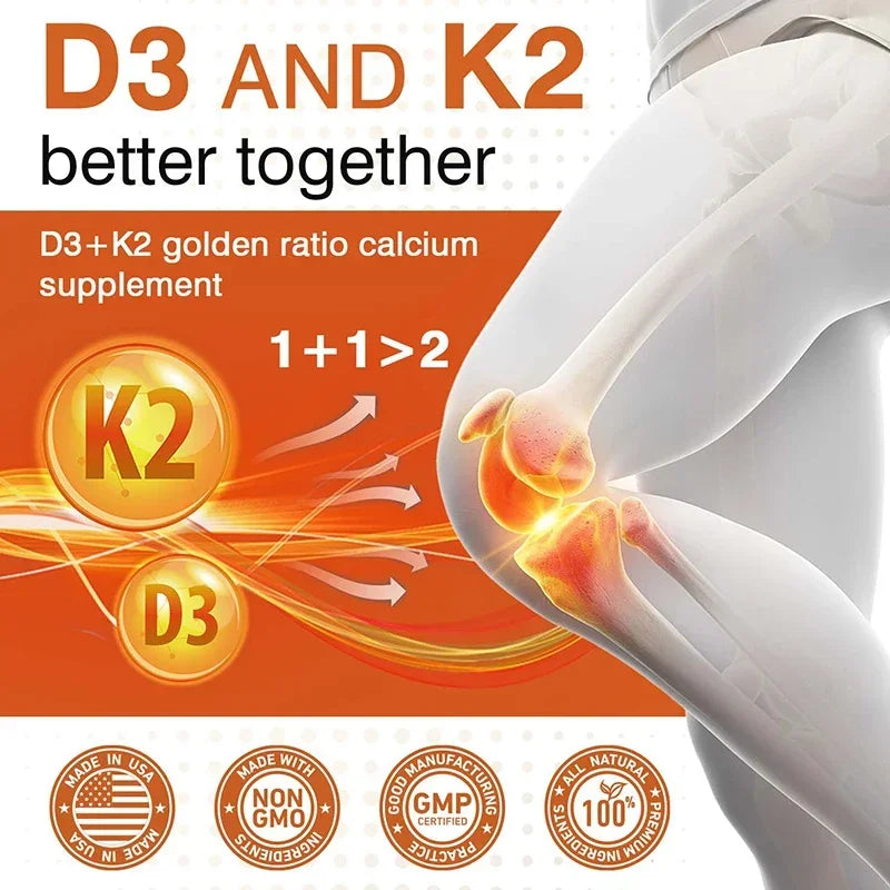 Vitamin D3 with K2 - Immune Support, Healthy Muscle Function and Bone Health, for Heart, Joint Health