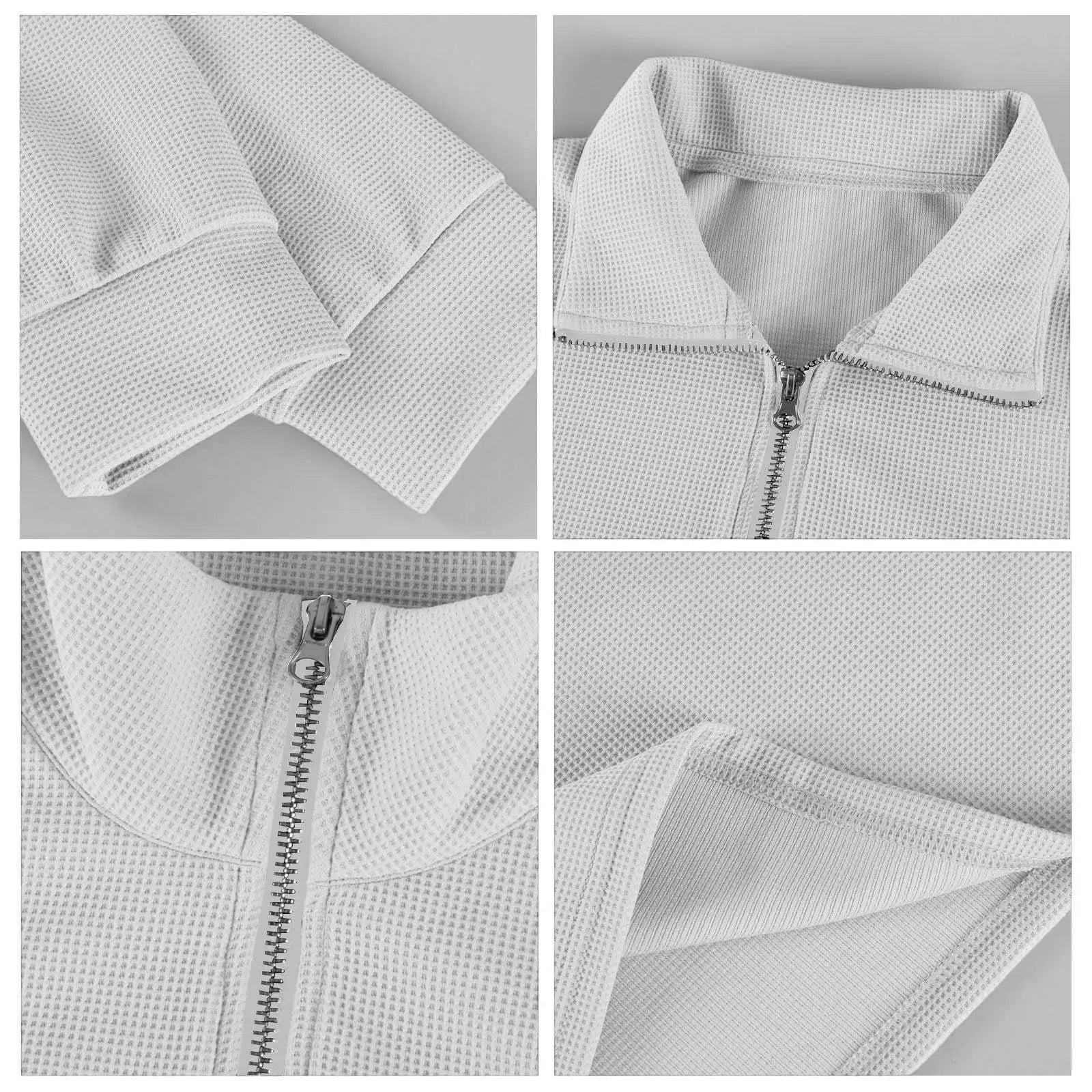 New Sweatshirts For Men Spring Waffle Long-sleeved T-shirt Men's Casual Loose Zipper Polo Collar Tees Tops Man Outwear