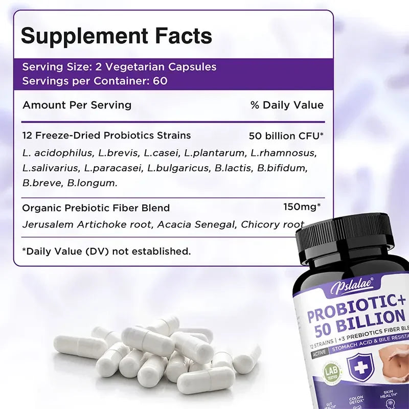 Probiotic 50 Billion - Probiotics for Men and Women To Promote Gut and Digestive Health, Relieve Bloating, and Improve Immunity