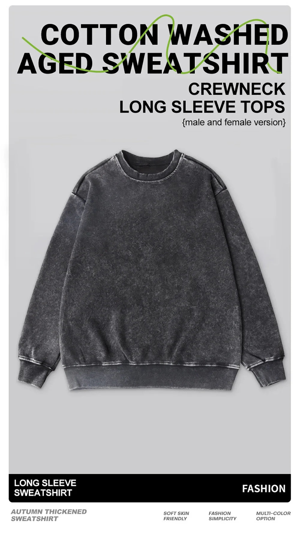 Washed Sweatshirt for Men Women Cotton Loose O-Neck Oversized Clothing Korean Y2k Tops Casual Vintage Long Sleeve Hoody