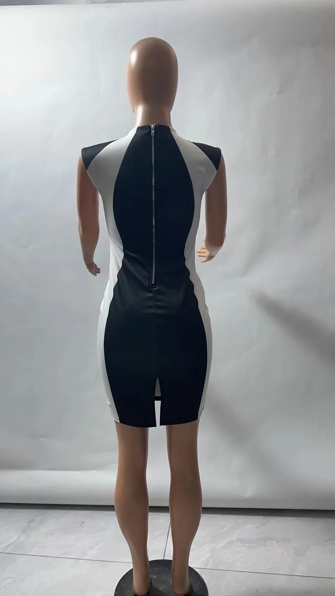 2025 Summer Women's Dresses Fashion Elegant Colorblock Round Neck Sleeveless Casual Bodycon Mini Daily Dress for Female