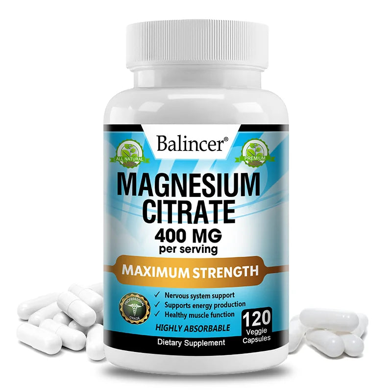 Magnesium Citrate Supplement - Supports Heart, Muscle, Nerve, Bone Health, Promote Energy Metabolism, Gut Digestion
