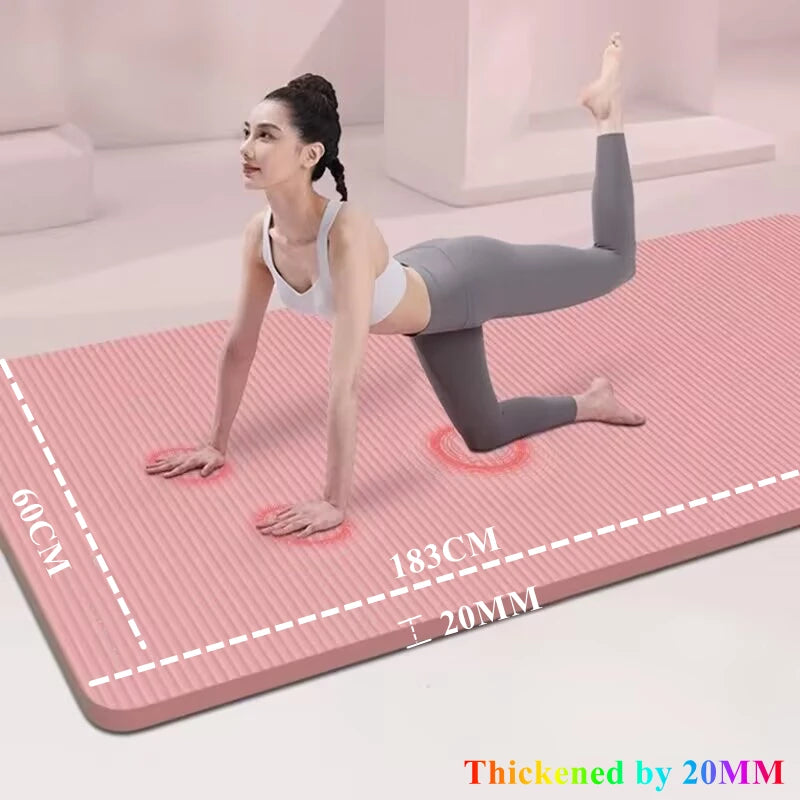 20MM 183×60cmThick Yoga Mats Anti-slip Sport Fitness Mat Blanket for Exercise Yoga and Pilates Gymnastics Mat Fitness Equipment