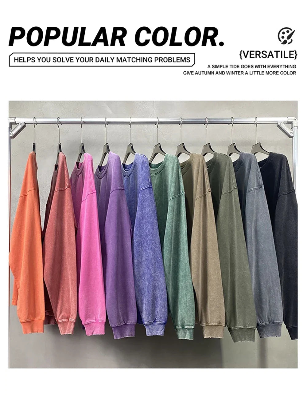 Washed Sweatshirt for Men Women Cotton Loose O-Neck Oversized Clothing Korean Y2k Tops Casual Vintage Long Sleeve Hoody