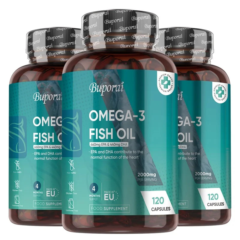Omega 3 Fish Oil 2000mg -  Helps Maintain Normal Brain Function and Healthy Vision, Boosts Natural Energy and Improves Immunity